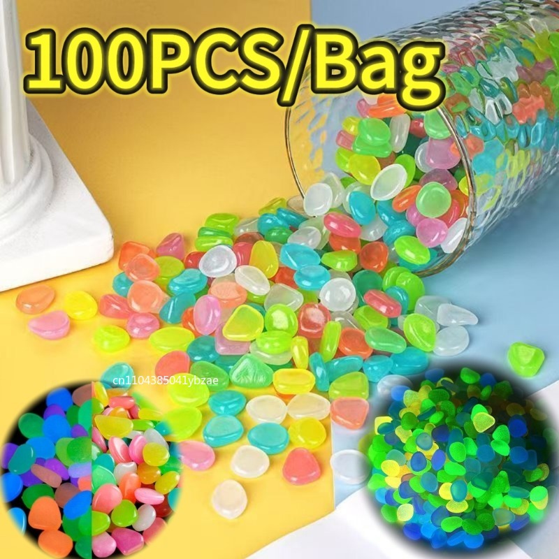 Plant Aquarium Pot - 100-800개 야광 조약돌, 조경용 수지 발광석,
