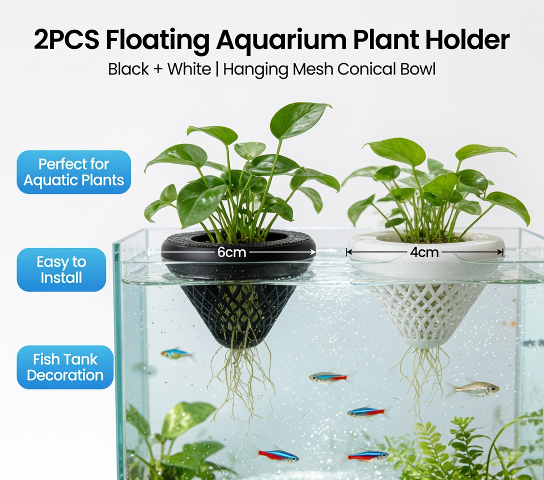 2PCS 플로팅 수족관 식물 홀더, 물고기 탱크용 걸이 - Aquarium Plants Live 리뷰 및 가격