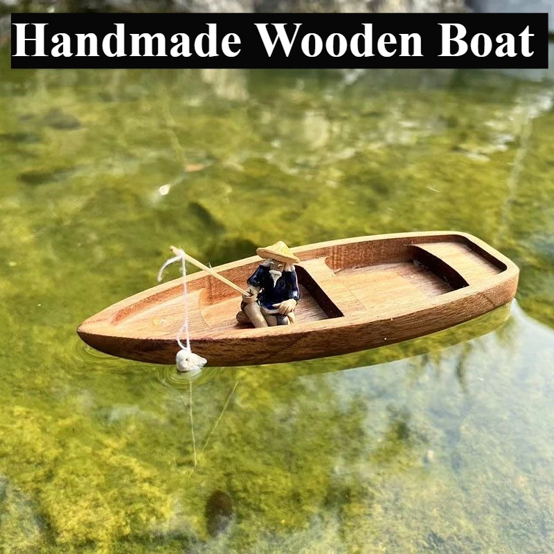 수제 나무 보트 미니 부동 보트 모델 어부 고양이 낚시 - Aquarium Driftwood 리뷰 및 가격