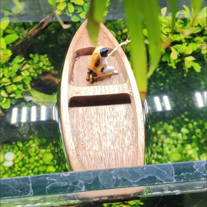 수제 나무 보트 미니 부동 보트 모델 어부 고양이 낚시 - Aquarium Driftwood 리뷰 및 가격